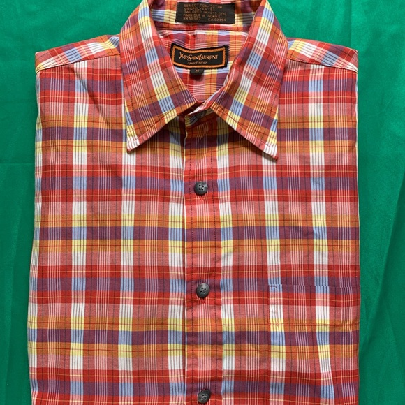 YSl Men’s Vintage Longsleeve Plaid Buttondown Top - Picture 9 of 9